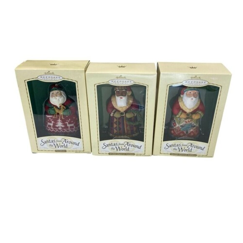 Hallmark Keepsake Santas From Around The World Ornament Set of 3 Christmas NIB